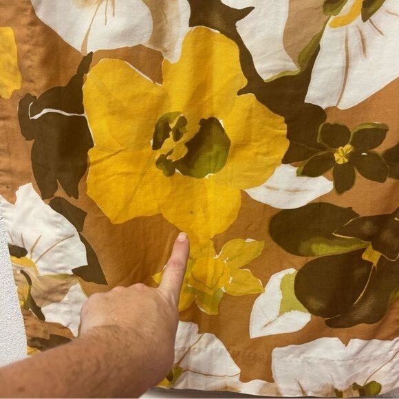 Vintage 1960's Hawaiian Casuals by Stan Hicks Yellow Floral Maxi Dress Sz Med - Picture 5 of 8